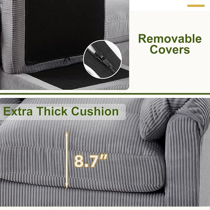 HAOMARKETS Corduroy 4-Piece Sofa Set, Upholstered Ottoman Set of 2, Accent - Image 4