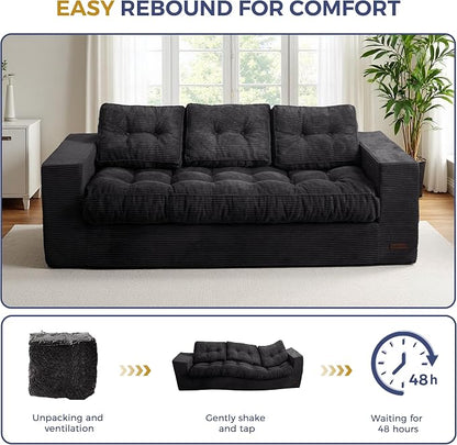 MAXYOYO Oversized Loveseat Sofa Couch, Upholstered Bean Bag Chair Cloud 3-Seat - Image 8