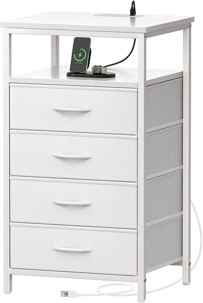 Huuger Night Stand with Charging Station, Bedside Table, Tall Nightstand with by Huuger