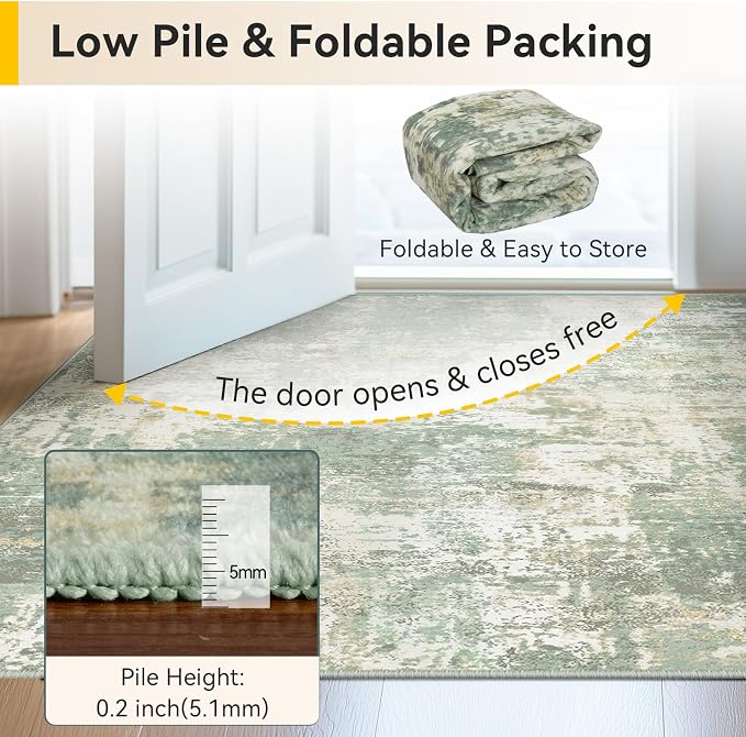 RELEANY Washable Area Rugs 5'x8' Non-Slip Modern Abstract Soft - Image 8