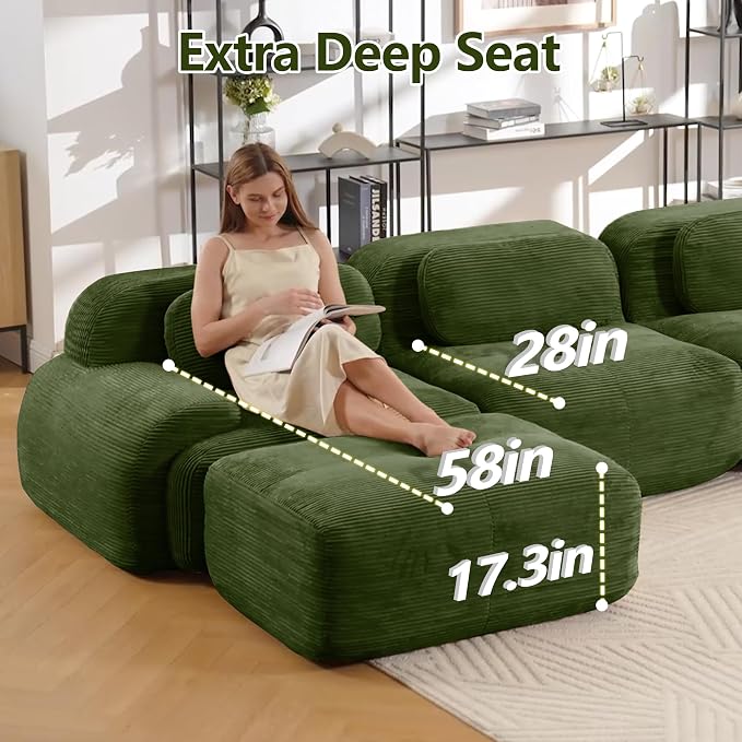 Boneless Sectional Couch, No Assembly Required, 117.3” U Shaped Modular Cloud - Image 5