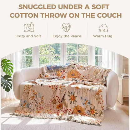 LUTBM Boho Throw Blanket for Couch Sofa Chair Cotton Summer Breathable Blankets - Image 4
