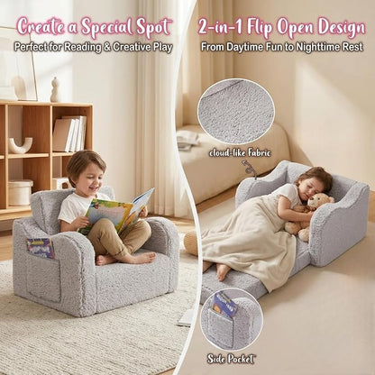 MOMCAYWEX Kids Sofa, 2-in-1 Flip-Out Foam Couch - Image 4