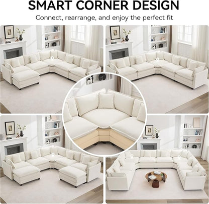 147'' Oversized U Shaped Cloud Sectional Sofa, Chenille Deep Seat Couches - Image 6