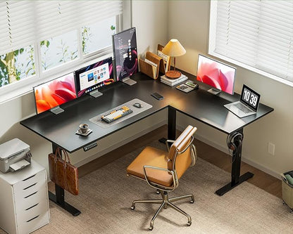 Casaottima 63 Inch Reversible L Shaped Electric Standing Desk, Ergonomic Height - Image 8