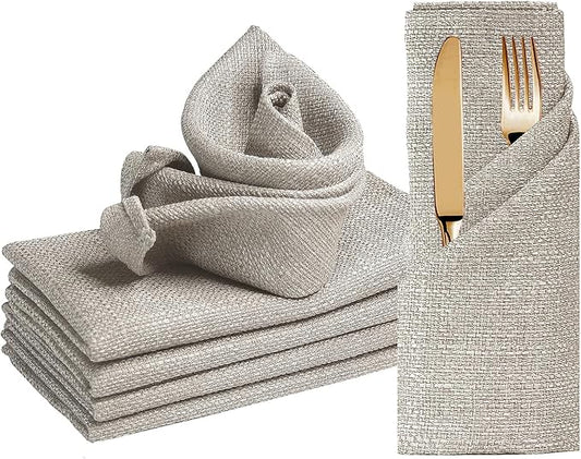 BALCONY & FALCON Cloth Napkins Set of 6 Washable Linen Napkins Absorbent by BALCONYFALCON