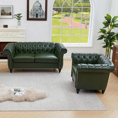 QHITTY 2 Piece Living Room Set, Sectional Chesterfield Sofa Chair Contemporary - Image 6