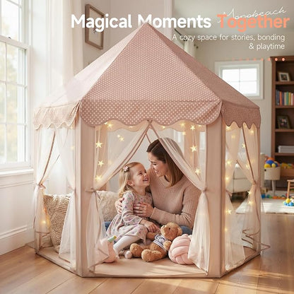 Monobeach Princess Play Tent for Girls: Brown Large Kids Castle Playhouse - Image 7