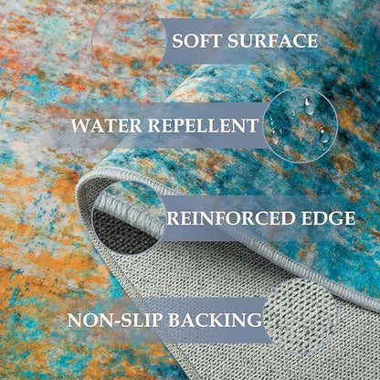 RELEANY Washable Area Rugs 4ft Non-Slip Modern Abstract Soft - Image 4
