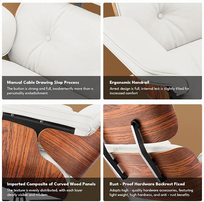 Top Grain Leather, Mid Century Chaise Lounge Chair and Ottoman, Modern Chair - Image 8