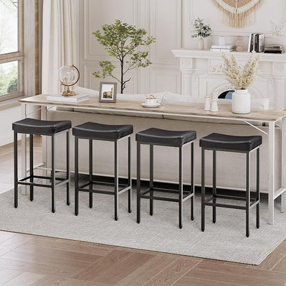 HOOBRO Bar Stools, Counter Height Stools, Saddle Barstools, 24.8 Inches - Image 4