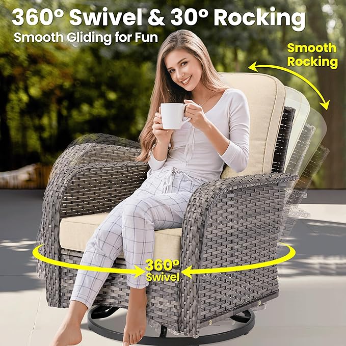ovios 10 Pieces Patio Furniture Set, Outdoor Wicker Sofa Couch - Image 2