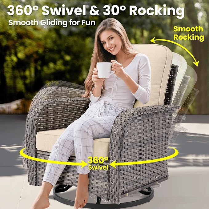 ovios 6 Pieces Patio Furniture Set, Outdoor Wicker Sofa Couch - Image 4