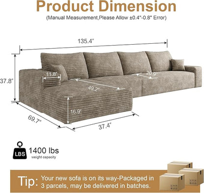AUGOP 136" Sectional Couches for Living Room Modern Modular Sofa - Image 2