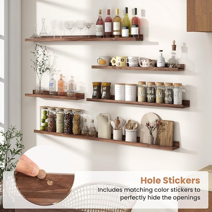 Fun Memories Picture Ledge Shelves Set of 2, 48 Inch Rustic Wall Mounted - Image 5
