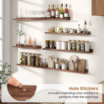 Fun Memories Picture Ledge Shelves Set of 2, 36 Inch Rustic Wall Mounted - Image 5