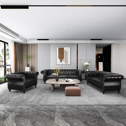 QHITTY 2 Piece Living Room Set, Sectional Chesterfield Sofa Chair Contemporary - Image 9