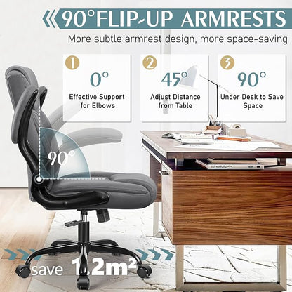 Leather Office Chair, PU Home Computer Desk Chairs - Image 4