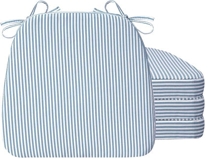 AAAAAcessories D-Shaped Chair Cushions, Machine-Washable Cover, Pinstripe Blue by AAAAAcessories