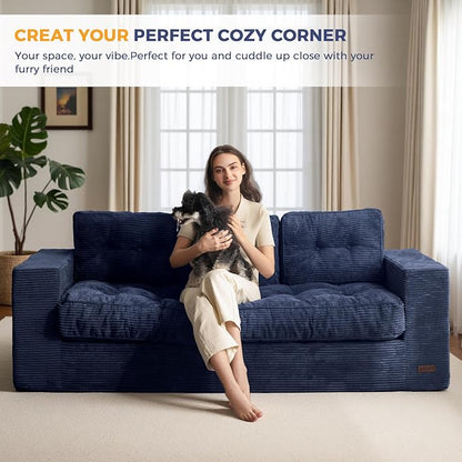 MAXYOYO Oversized Loveseat Sofa Couch, Upholstered Bean Bag Chair Cloud 3-Seat - Image 4