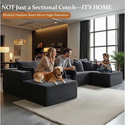 138" Oversized Cloud Sectional Couch, Comfort U Shaped Sofa - Image 4