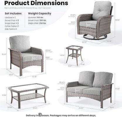 ovios 7-Piece Patio Furniture Set, Outdoor Wicker Sofa - Image 9
