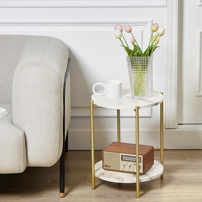 Gawicpy 2 Tier Round Side Table, Folding End Tables Coffee Table Simplistic - Image 6