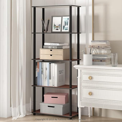 Furinno TURN-N-TUBE Storage Shelves, 5-Tier Book Shelf, Corner Shelf, Toolless - Image 2