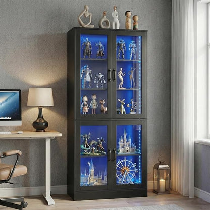 holzart Modern Black 5-Tier Display Cabinet by holzart