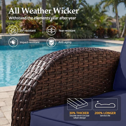 UPHA 5 Pieces Patio Furniture Sets, Wicker Outdoor Loveseat Sofa Set - Image 4