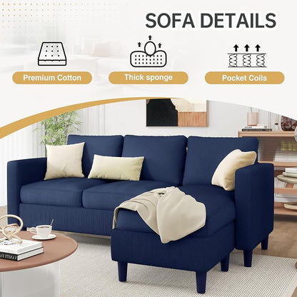 JAMFLY Couches for Living Room, 3-Seat Reversible Sectional Sofa - Image 6
