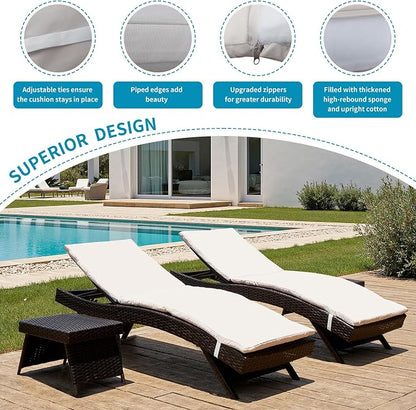 Outdoor Chaise Lounge Chairs + Coffee Tables Set of 6 - Image 5