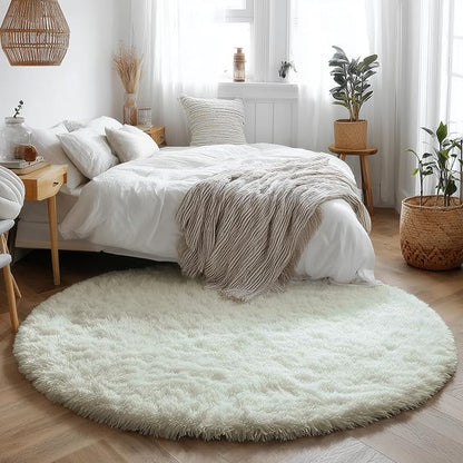 Amdrebio Ivory White Round Circle Rug 6Ft - Image 6