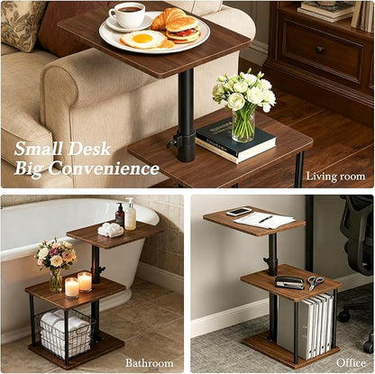 Faesun Swivel Side Table for Couch Arm, Height Adjustable C Shaped End Table - Image 4