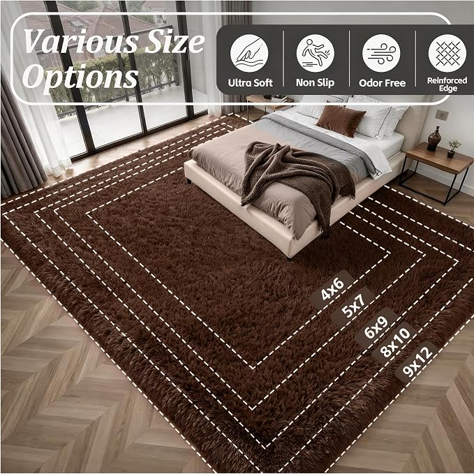Fluffy 5x7 Area Rugs for Living Room Bedroom: Ultra Soft Shag Rug Non-Slip - Image 9