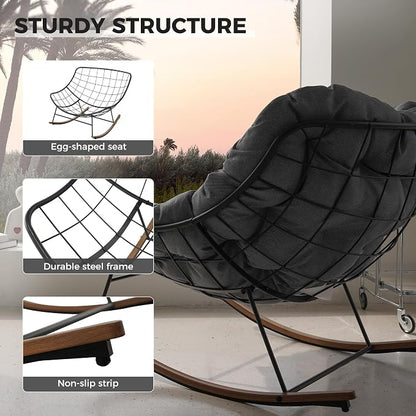 Grand patio Outdoor Rocking Chair, Oversized Papasan Rocking Chair - Image 7