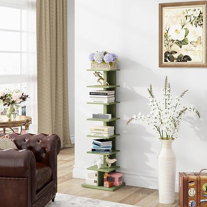 TUTOTAK Bookshelf, 8-Tier Bookcase, Narrow Spine Book Shelf - Image 3