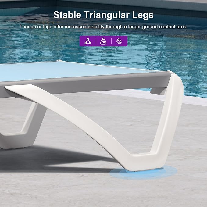 PURPLE LEAF Patio Chaise Lounge Chair Outside Aluminum Plastic Stackable - Image 7