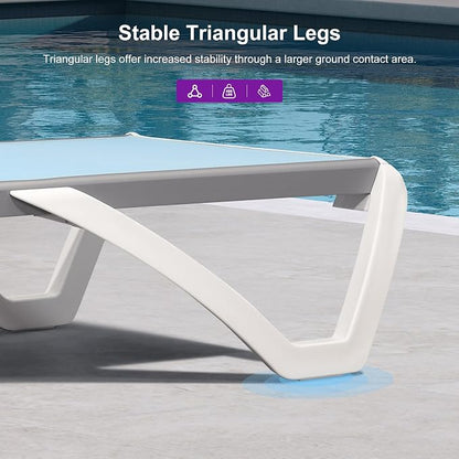 PURPLE LEAF Patio Chaise Lounge Chair Outside Aluminum Plastic Stackable - Image 7