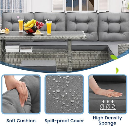KROFEM 6-Piece Patio Furniture Set, Outdoor Sectional Sofa - Image 3