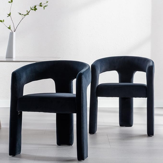 RIVOVA Modern Barrel Dining Chairs Set of 5, Velvet Upholstered Accent Side - Image 3