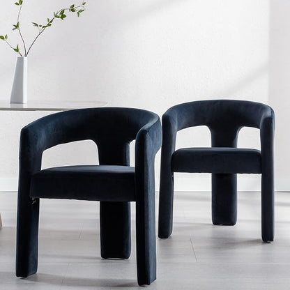 RIVOVA Modern Barrel Dining Chairs Set of 5, Velvet Upholstered Accent Side - Image 3