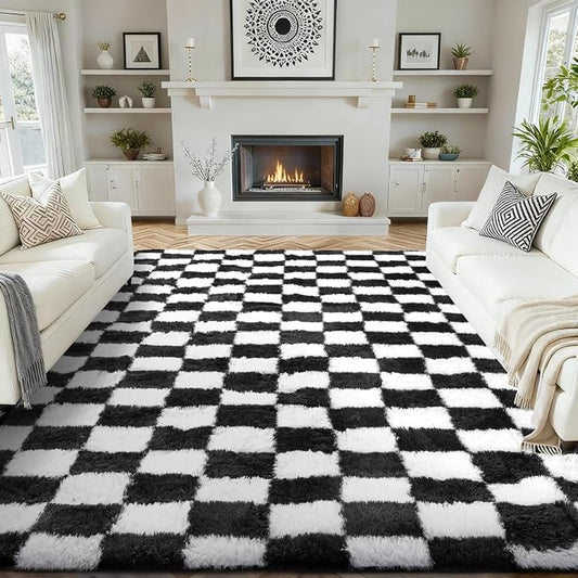 Ophanie Checkered Black & White Rug by Ophanie