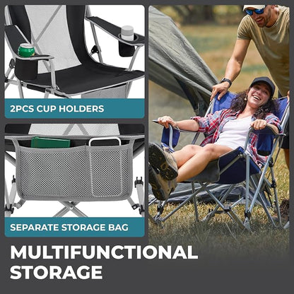 FUNDANGO Rocking Camping Chair, High Mesh Back Portable Folding Camp Chairs - Image 8