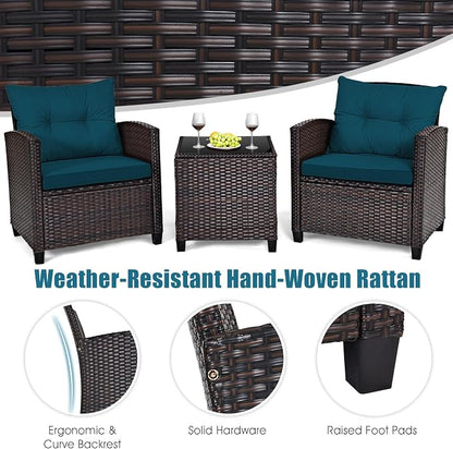 Tangkula 3 Pieces Patio Furniture Set, PE Rattan Wicker 3 Pcs Outdoor Sofa Set - Image 4