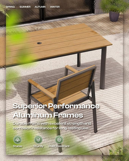 67" Rectangle HDPS Patio Dining Table, Aluminum Outdoor Patio Dining Table - Image 4