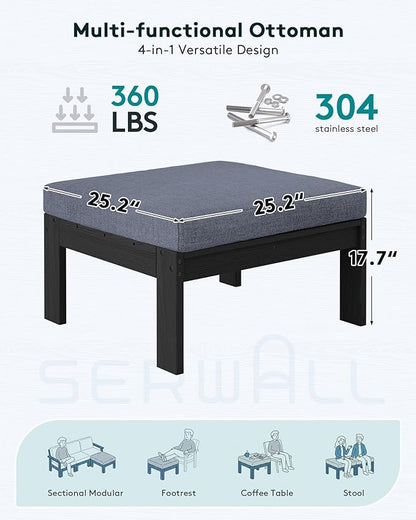 SERWALL Outdoor Ottoman with Cushions - Image 2