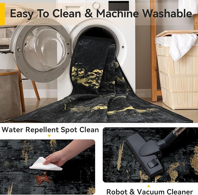 RELEANY Washable Area Rugs Square 9ft Non-Slip Modern Abstract Soft - Image 4