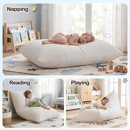 BRINJOY 3 in 1 Kids Bean Bag Chair Bed, Memory Foam Filled Floor Bed Bean Bag - Image 5