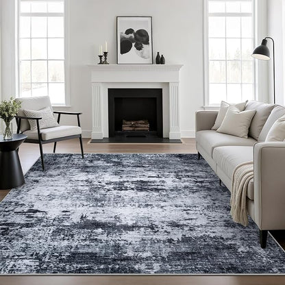 5x5 Area Rug Living Room Rug: Washable Modern Abstract Soft Thin Rug Indoor by FXRHLP